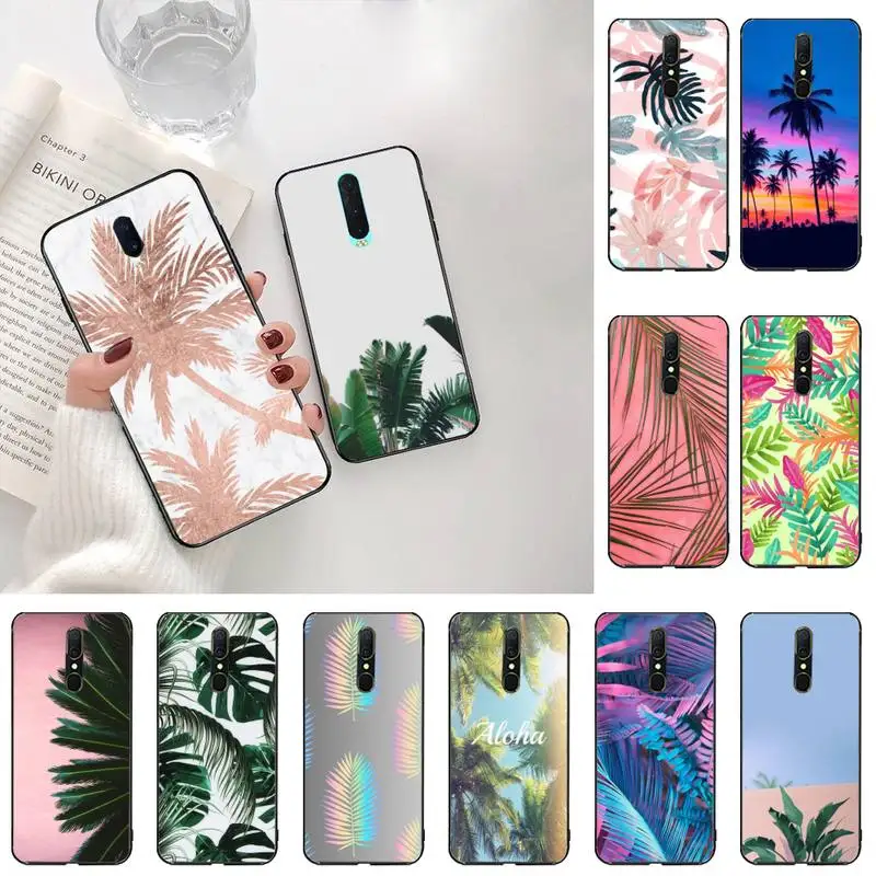 

Summer Plant Plam Green Leaf Aloha Soft Silicone TPU Phone Cover For Oppo A5 A9 2020 Reno2 z Renoace 3pro Realme5Pro