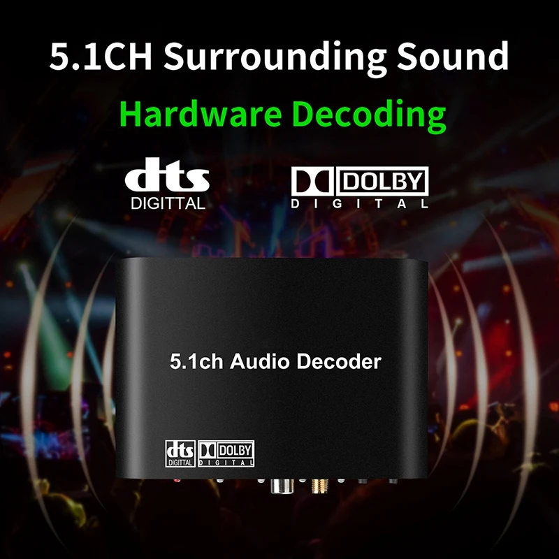 

DAC615 DTS Digital 5.1CH Audio Gear Decoder Converter Bluetooth 5.0 USB Music Player SPDIF Optical Coxial Input-EU Plug