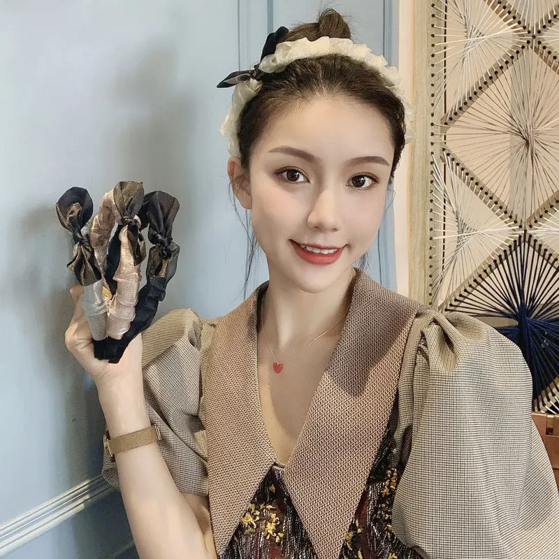 Женская обувь с милыми заячьими ушками обруч для волос украшением из органзы