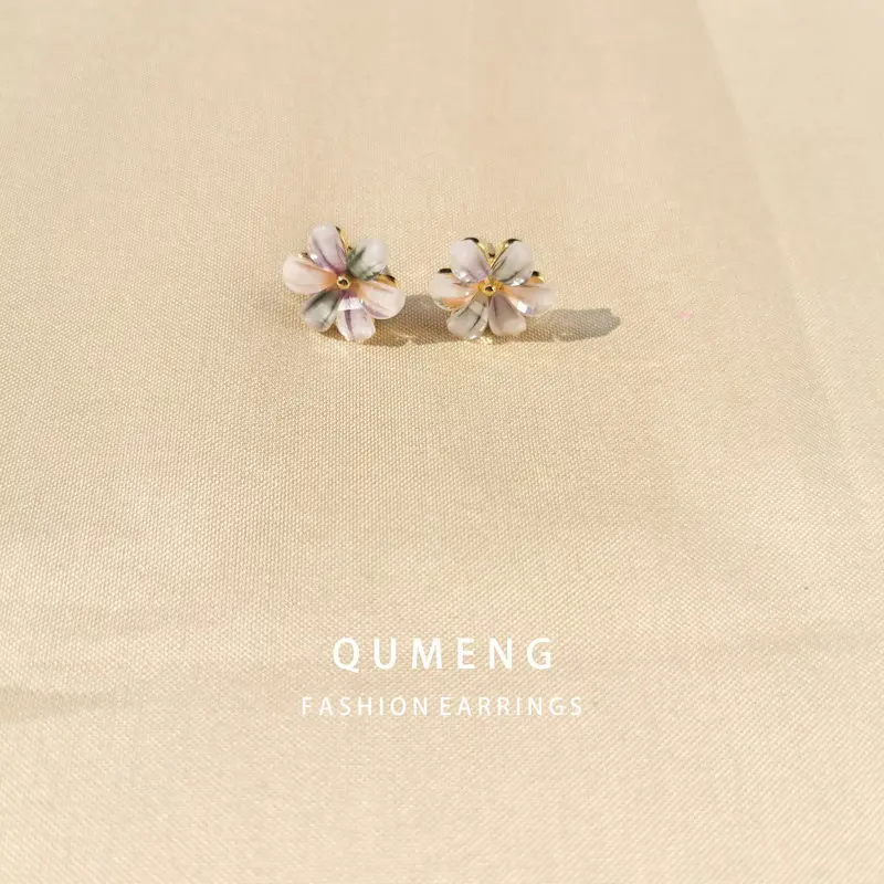 

QUMENG 2020 корейские модные популярные женские серьги-гвоздики с кристаллами, красивые серьги, модные милые блестящие серьги с капельным цветком, оптовая продажа