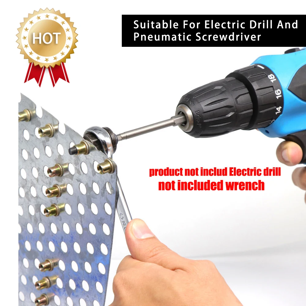 

Hand Rivet Nut Gun Head Nuts Simple Installation Manual Riveter Rivnut Accessory for Nuts M3 M4 M5 M6 M8 M10 Hand Riveted Nuts