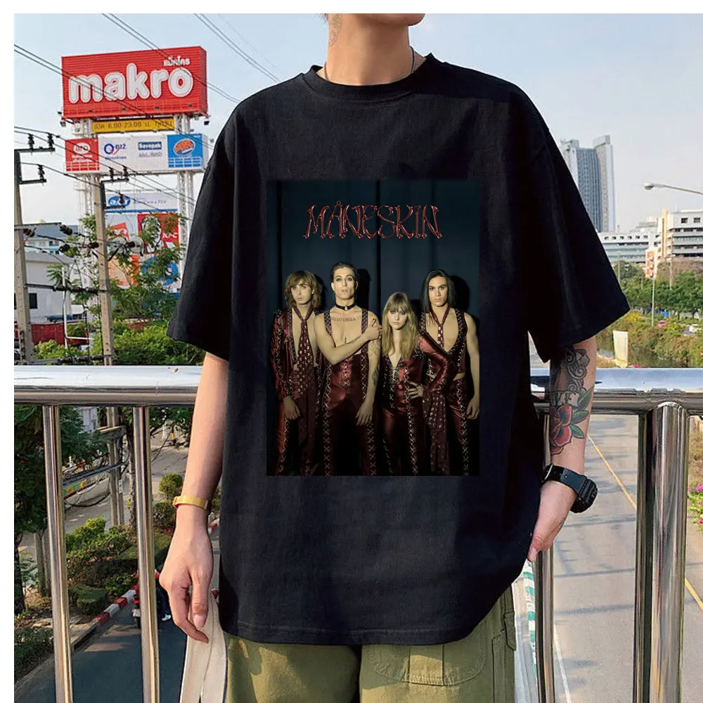

Hot Sale Italian Band Maneskin Cool New Fashion Mens Oversized Casual Loose Daily Breathable Unisex All-match T-shirt Harajuku