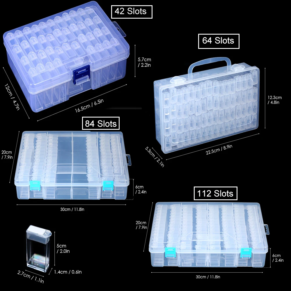 Ящик для хранения бусин инструменты алмазной живописи 42/64/84/112 слотов пластиковый