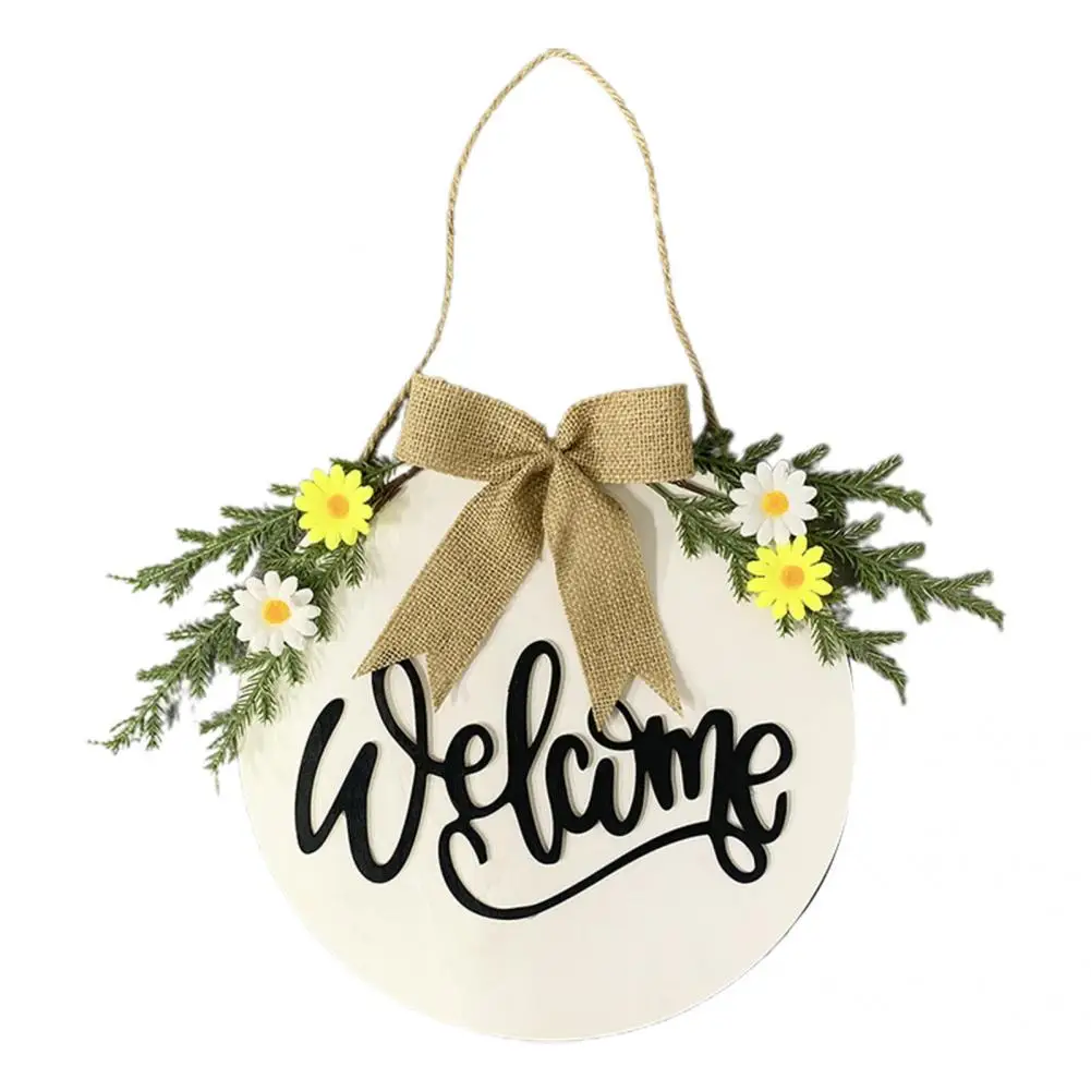 

Easy to Use Durable Ornamental Door Welcome Wreath Bowknot Decor Door Decor Sign Long Lasting for Garden