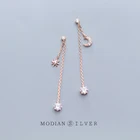 Modian Луна кисточкой серьги 925 стерлингового серебра розовое золото Цвет прозрачный CZ серьги в виде капель подарок для женщин, хорошее ювелирное изделие, оригинал, ювелирное изделие