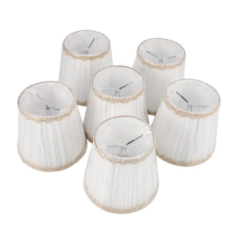 

Hot XD-Chandelier Shades,ONLY for Candle Bulbs,Clip-On Fitter Lamp Shades,Set of 6, White