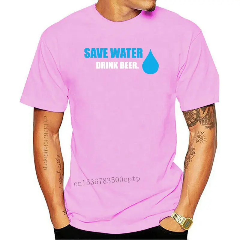 

Мужская и женская футболка с надписью «save water drink»