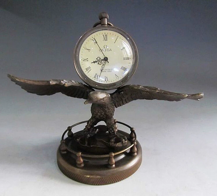 Chinese collect BRASS Copper Eagle sculpture mechanical clock watch Statue wholesale factory Arts outlets |