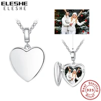 eleshe authentic 925 sterling silver necklace for women forever love heart pendant necklace custom photo personalized jewelry