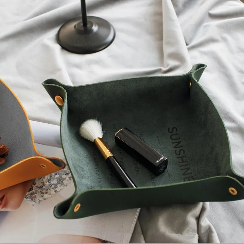 Кожаный ящик для хранения настольная корзина поднос гостиной спальни | Дом и сад