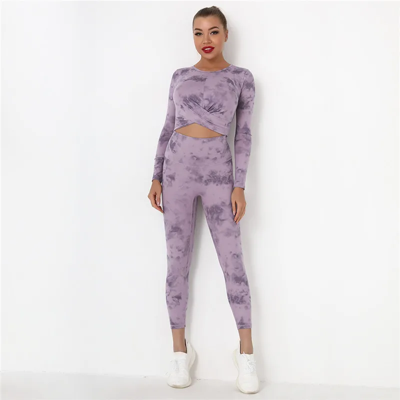 

Naked-Feel Fabric Yoga Suits Tie Dye High waist Leggings Sets Gym Workout Yoga Sets Fitness Sports Suits Gym Sports Shirts Sets