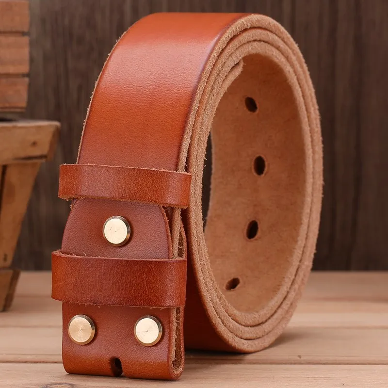 camel without buckle Твердый латунный ремешок с пряжкой из натуральной кожи, мягкие мужские ремни, Роскошные из натуральной кожи коричневого цвета, высокое качество, 3,8 см, ковбойский стильный кофейный - Цвет: camel without buckle