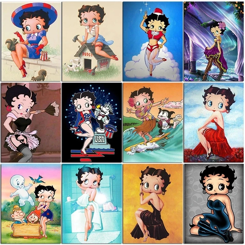 

New 5D Diy Diamond Painting Cartoon Girl Diamond Mosaic Embroidery Full Drill Princess Betty Cross Stitch of Rhinestones