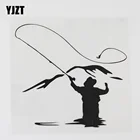 YJZT 13,3 см x 12,1 см крутая наклейка Рыбалка рыбаки виниловая наклейка на автомобиль черныйсеребристый 8A-0933