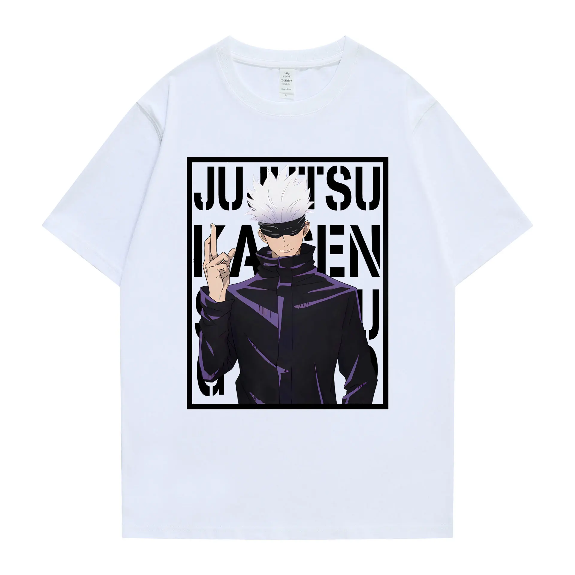

Short Sleeve Mens Jujutsu Kaisen Satoru Gojo Printing Oversized Tshirt Summer Breathable Male T-Shirts White Clothing Loose Tee