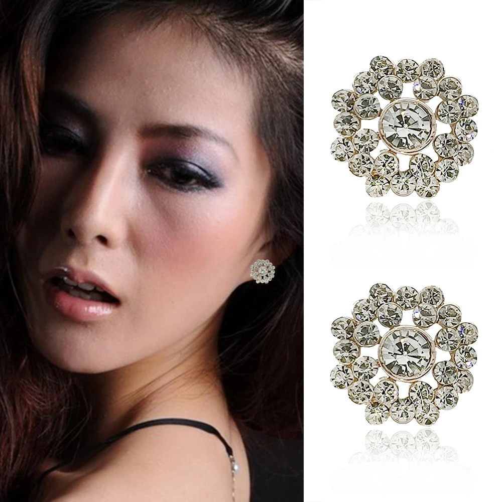 

American Style Clip on Earrings Women Luxury Sun Flower wild Multi-Varietal Round Temperament Earrings Jewelry Wholesale