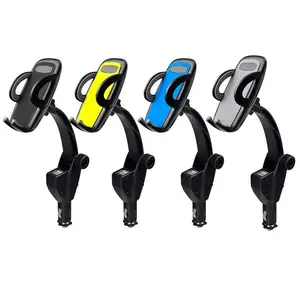universal dual usb port car charger mobile phone holder mount bracket gps stand auto cigarette lighter car interior accessories free global shipping