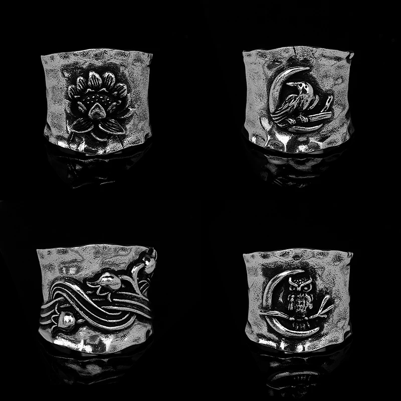 

Creative Vintage Rings for Women Men Party Jewelry Gift Exaggerated Butterfly Owl Flower Punk Finger Ring Band Accessory Female