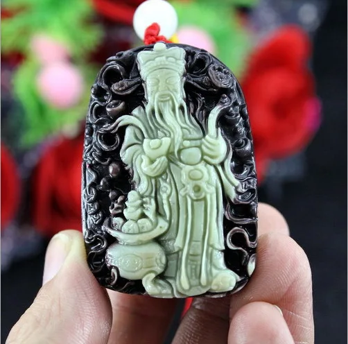 

LETSFUN Purple Robe Jade Handlebar Piece God of Wealth Handlebar Jade Handgrip Piece Pendant Jewelry Gift Chain Necklace