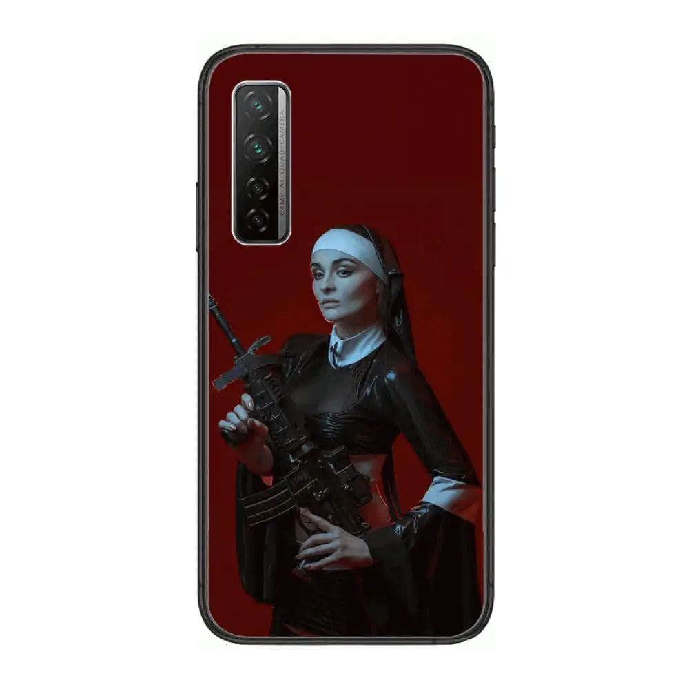

Estilo irm freira menina sexy Phone Case For Huawei Nova 2 3 4 5 6 7 8 SE i E Pro Lite Black Etui Coque Painting Hoesjes com
