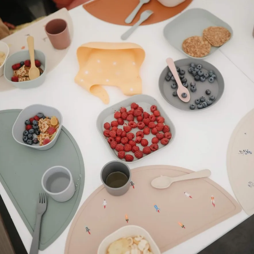 детская посуда для малышей силиконовая дети силиковой набор подложка кормления