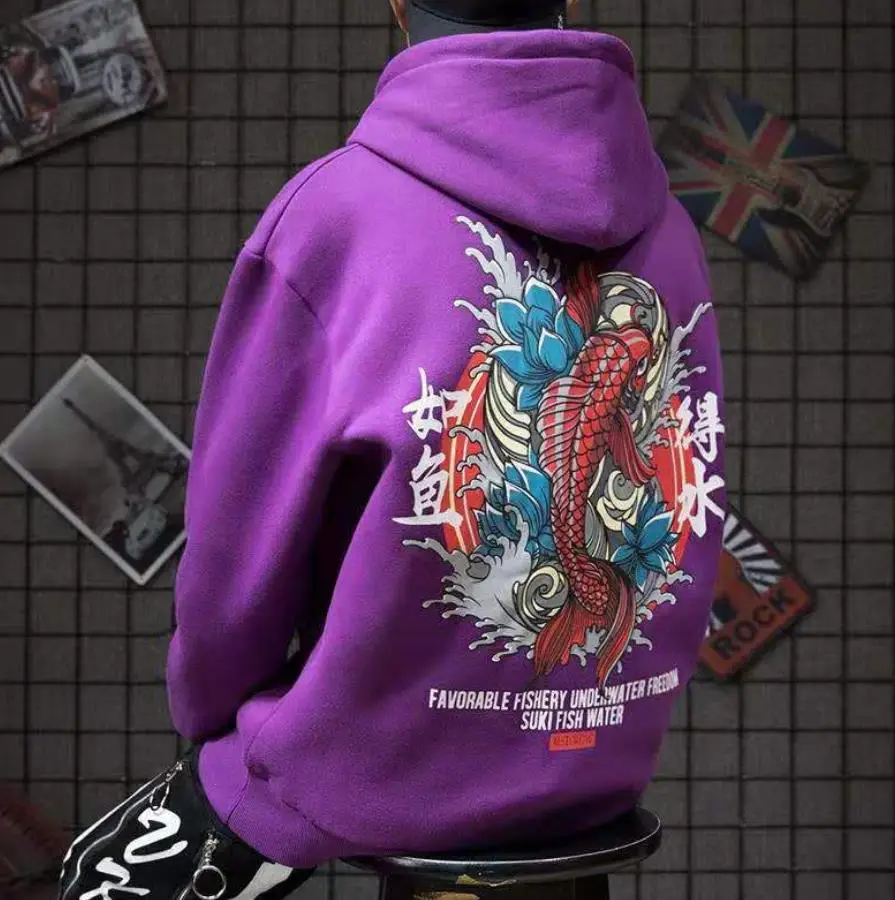 Японские толстовки мужские повседневные осенние топы с круглым вырезом в стиле