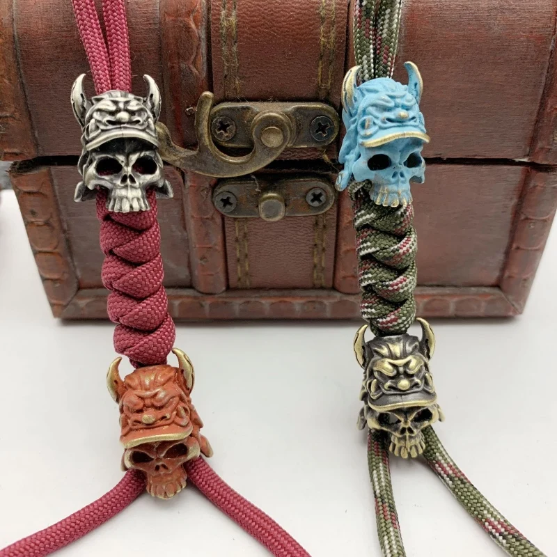 Бусы из паракорда ручной работы с черепом на половину лица бусы шнурок латунные
