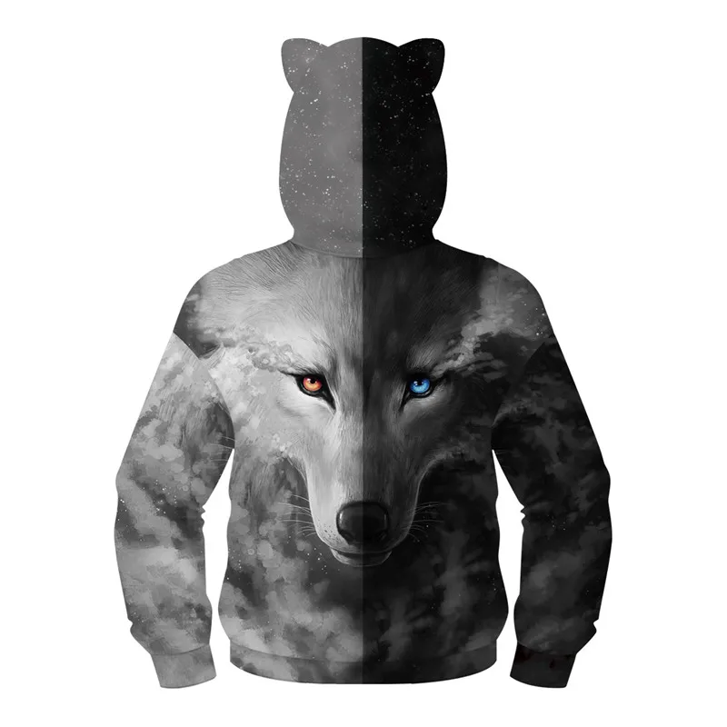 Raisvern/Детские толстовки с капюшоном изображением животных и кошачьими ушками