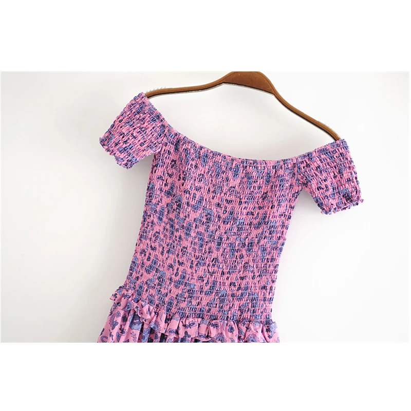 Платье-миди женское с открытыми плечами винтажным принтом и оборками | Женская