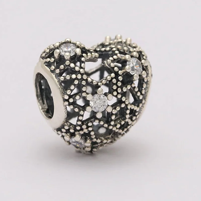 

Original 925 Sterling Silver Bead New Heart Shape Blooming Beads Fit Pandora Women Bracelet & Necklace Diy Jewelry
