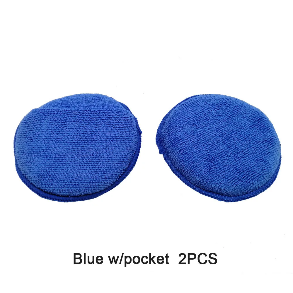 5Inch colorful microfiber compound Sponge foam pad for auto polisher wax applicator pads - Цвет: Blue    2PCS
