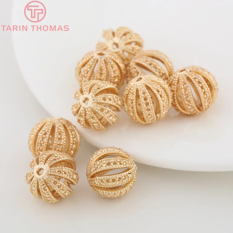 6 шт. латунные бусины для браслета 12 мм 24 к цвета шампанского|spacer beads|bead spacersbracelet
