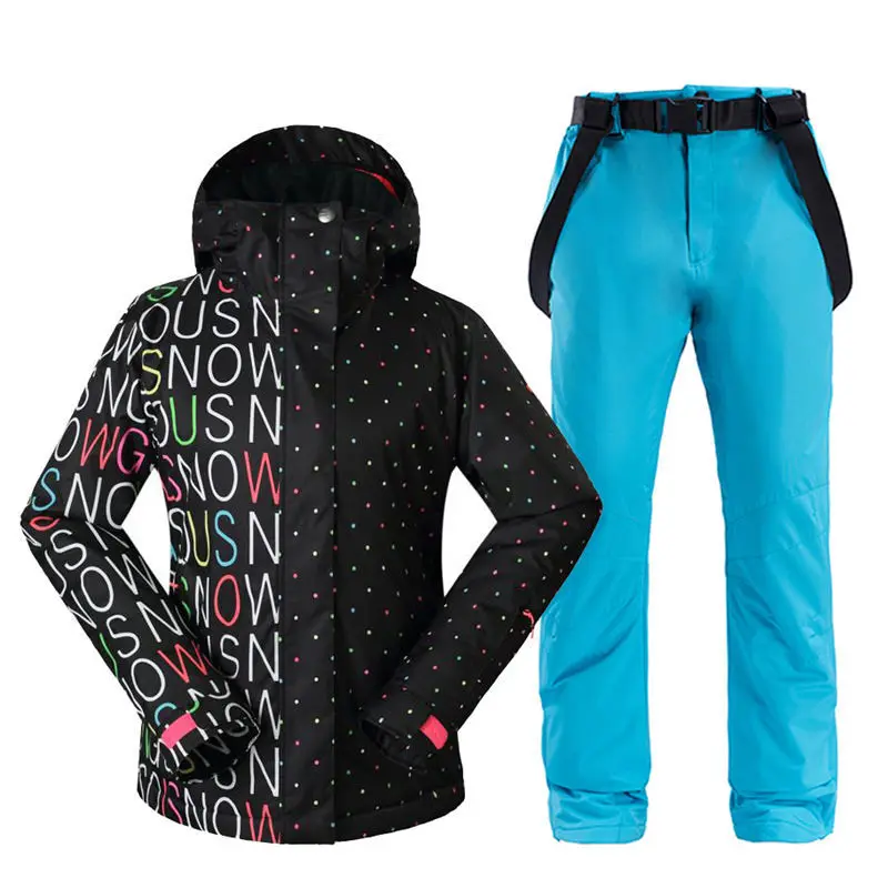 

White women's snow suit outdoors sports wear winter-proof snowboard outfits, wind-proof water outfits, snowboarding jackets