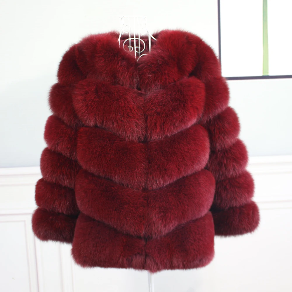 Enlarge Winter warm fox fur coat fashion fox fur coat jacket natural fox fur long sleeve fur