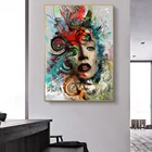 Холст с абстрактным изображением женщины, художественные плакаты и принты граффити, настенные картины