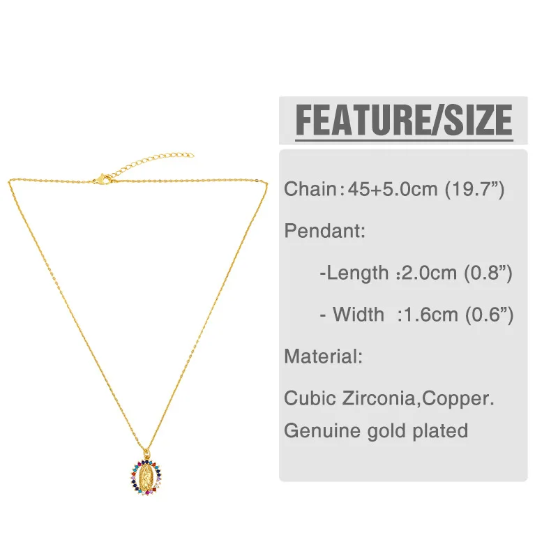 

KSUP Virgin Mary Geometry Pendant Necklace Women's Jewelry AAA Zircon Jewelry Personality Fashion Beautiful Necklace 2021