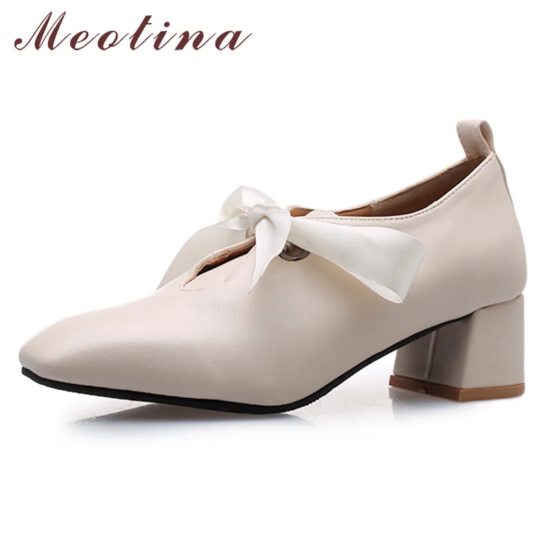 Женские туфли-лодочки на толстом каблуке Meotina весенние туфли дерби с квадратным