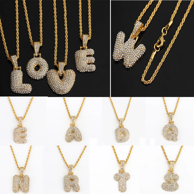 Винтажное ожерелье в стиле хип-хоп с 26 буквами | Украшения и аксессуары