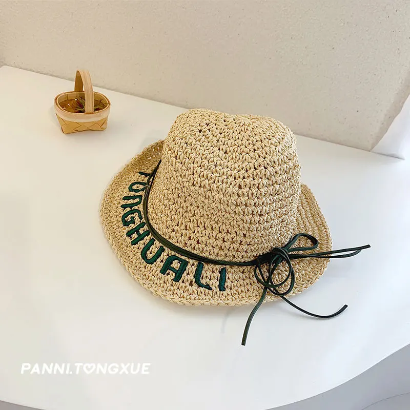 

Children Summer Straw Sun Hat Unisex Fisherman's Hat Foldable Sun Hat Bucket Beach hat for Boys and Girls