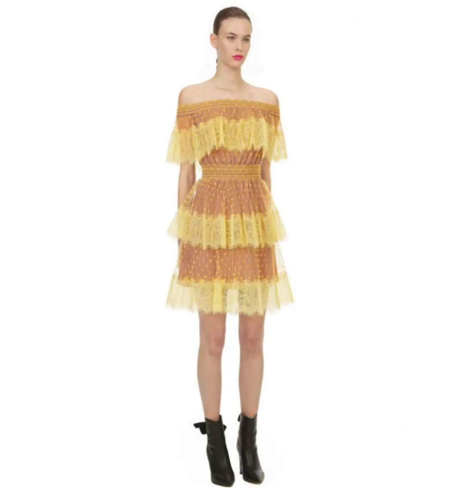 Подиумное дизайнерское милое платье в горошек Новинка лета 2020 женские