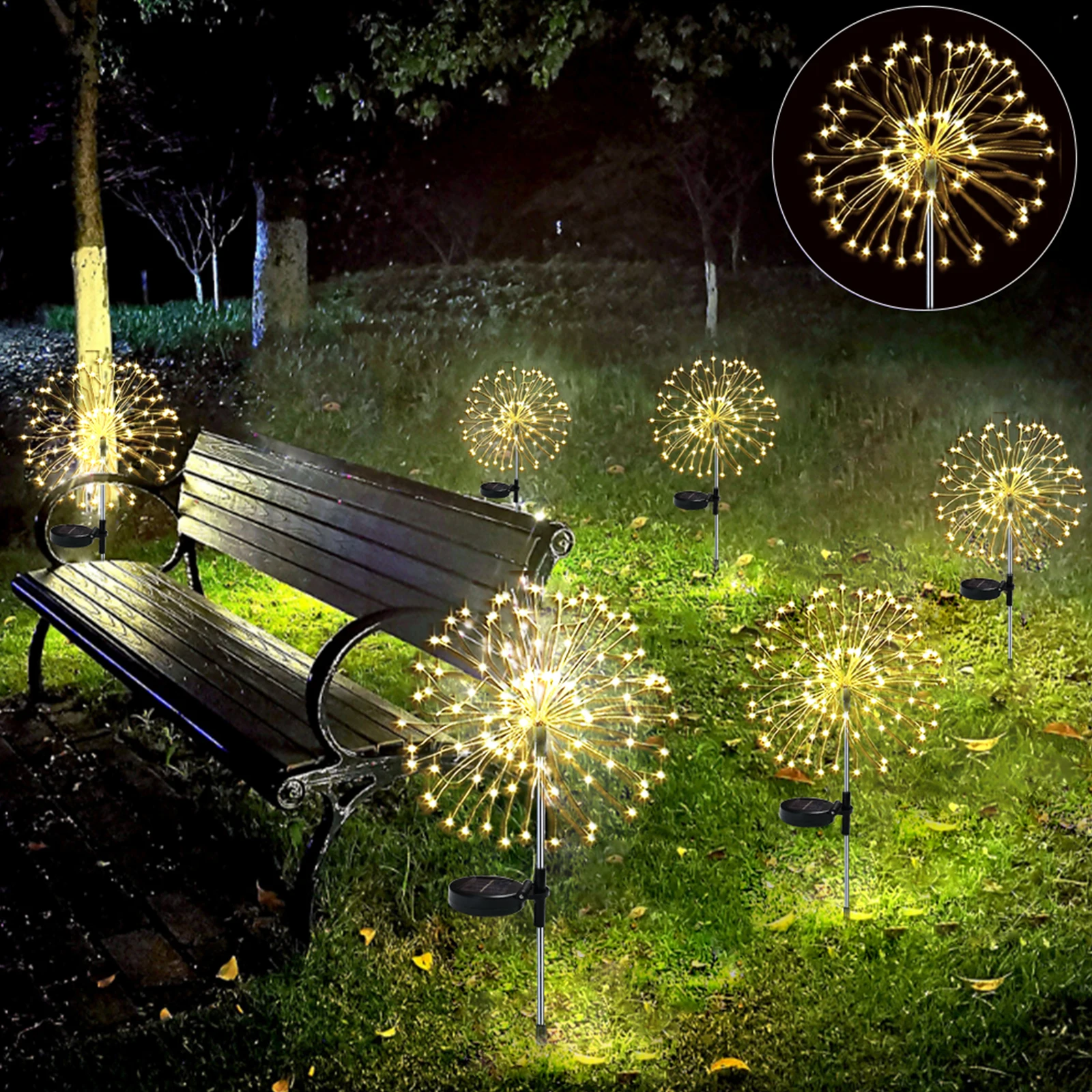 

2 Pack Solar Firework Lights DIY LED Lawn Light Garden Solar Lights Outdoor Decoration Light for Pathway Walkway Lawn Backyard