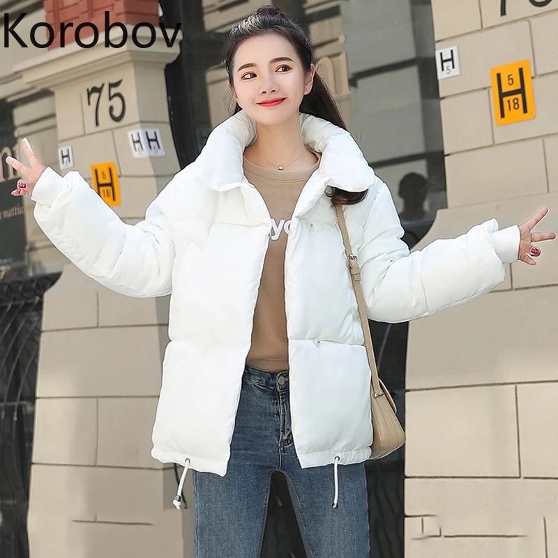 Korobov женская зимняя куртка 2019 с воротником-стойкой однобортные пуговицы