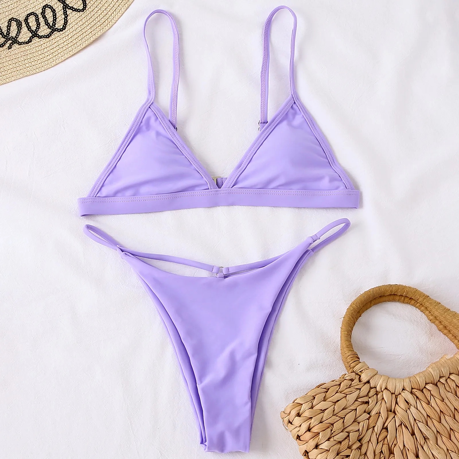 

Fashion Solid Color Bikini Set Women'S Swimming Suit Summer Beachwear Low Waist Swimsuit 2021 New Bathing Suit Women Biquinis