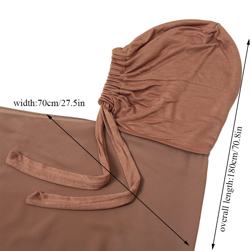 

Muslim Chiffon Hijab Bonnet Elastic Rope Cap Long Solid Color Inner Scarf Headband Stretch Headwrap Turban Sunshade Shawl Scarf