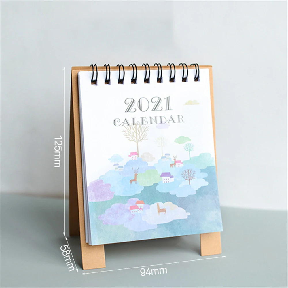 

New Fashion Hand Drawing 2021 Cartoon Mini Flamingo Desktop Paper Calendar Dual Daily Scheduler Table Planner Yearly Agenda