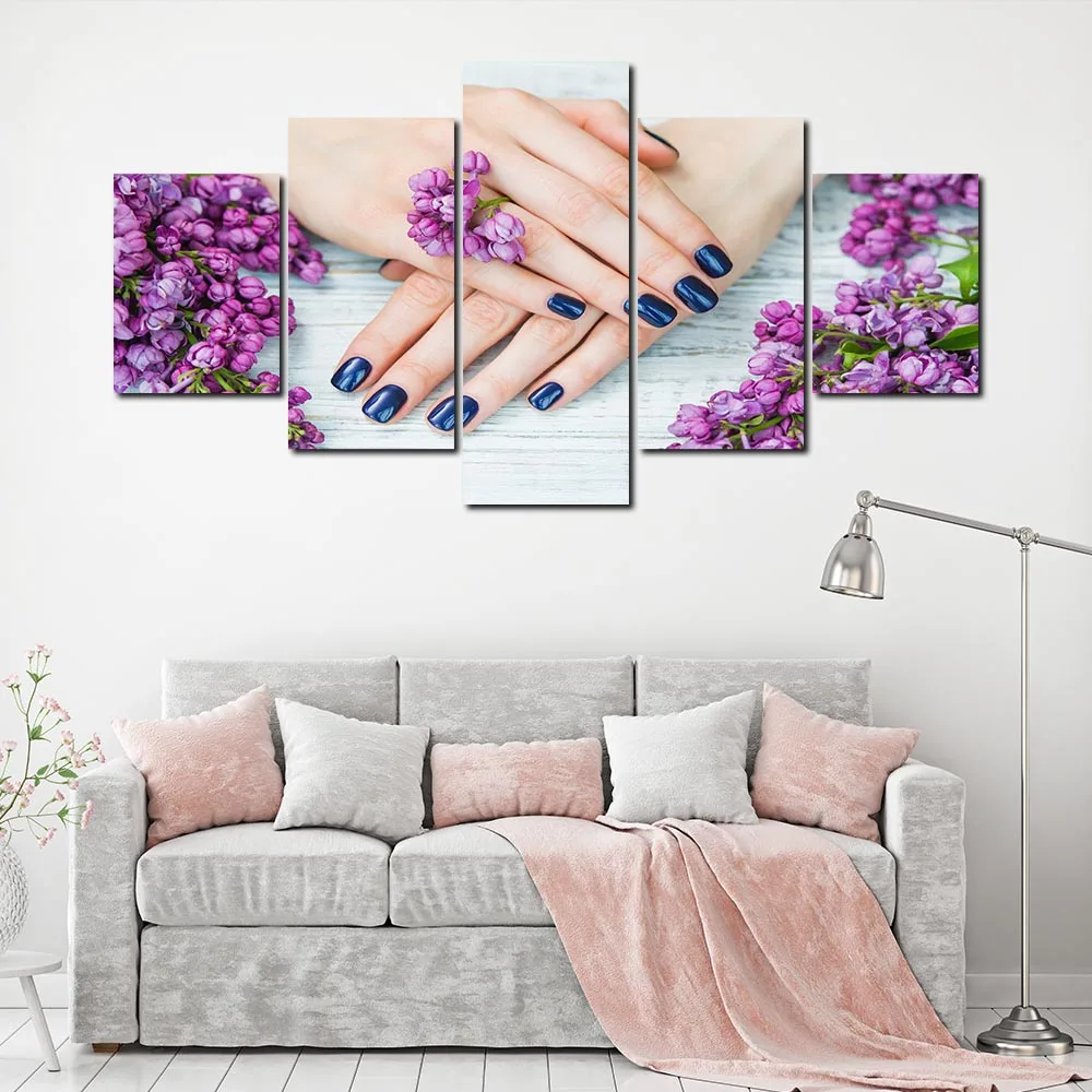 

No Framed Canvas 5Pcs Manicure Beauty Salon Nail Polish Wall Art Posters Picture Painting Home Decor for Living Room Decorations