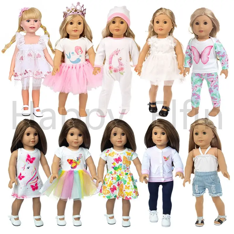 

Happy Elfin Doll Accessories Clothes pajamas and Dress Butterfly For 18''Dolls 43CM Doll Baby Born Doll Girl and boy DIY Toys