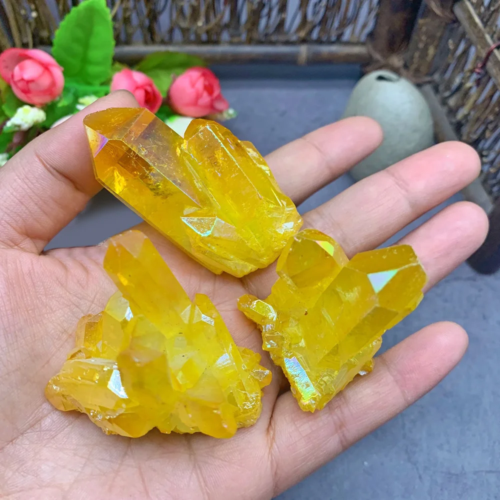 

Natural Yellow Citrine Crystal Druzy Quartz Cluster Gem Stone Healing Specimen