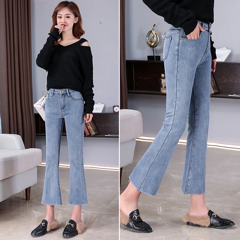 Новинка 2019 зимние теплые толстые джинсы женские повседневные брюки с высокой