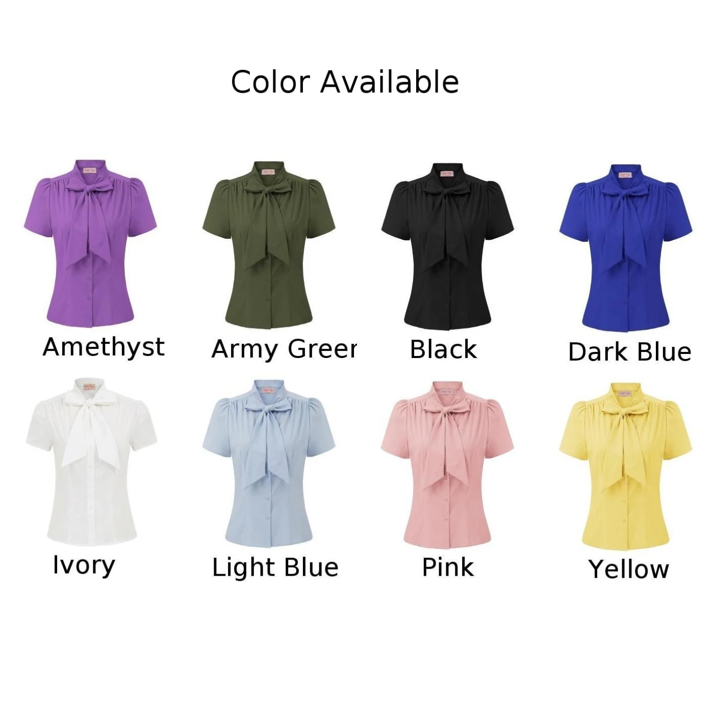 

Belle Poque Women's Blouse Summer Stylish Solid Color Short Sleeve Bow-Knot Decorated Shirt Tops Sweet Fashion Casual New Lady